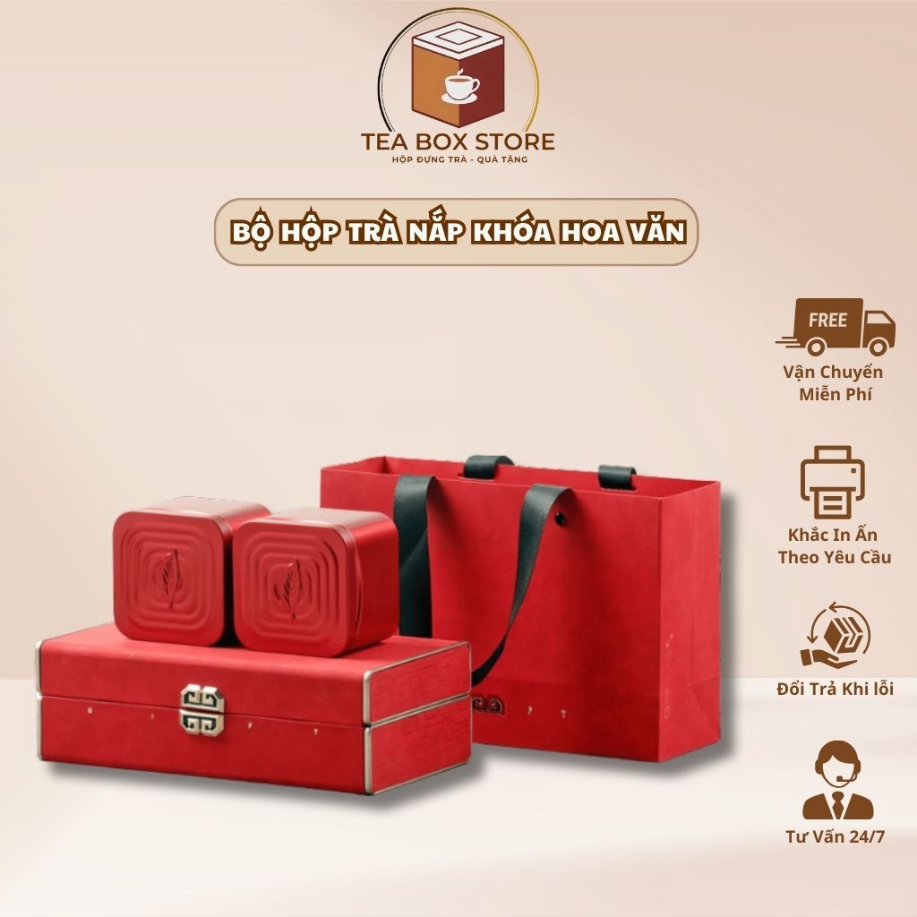 TEA BOX ชุดฝาล็อคลายและกระเป๋าพรีเมียม - TEA BOX