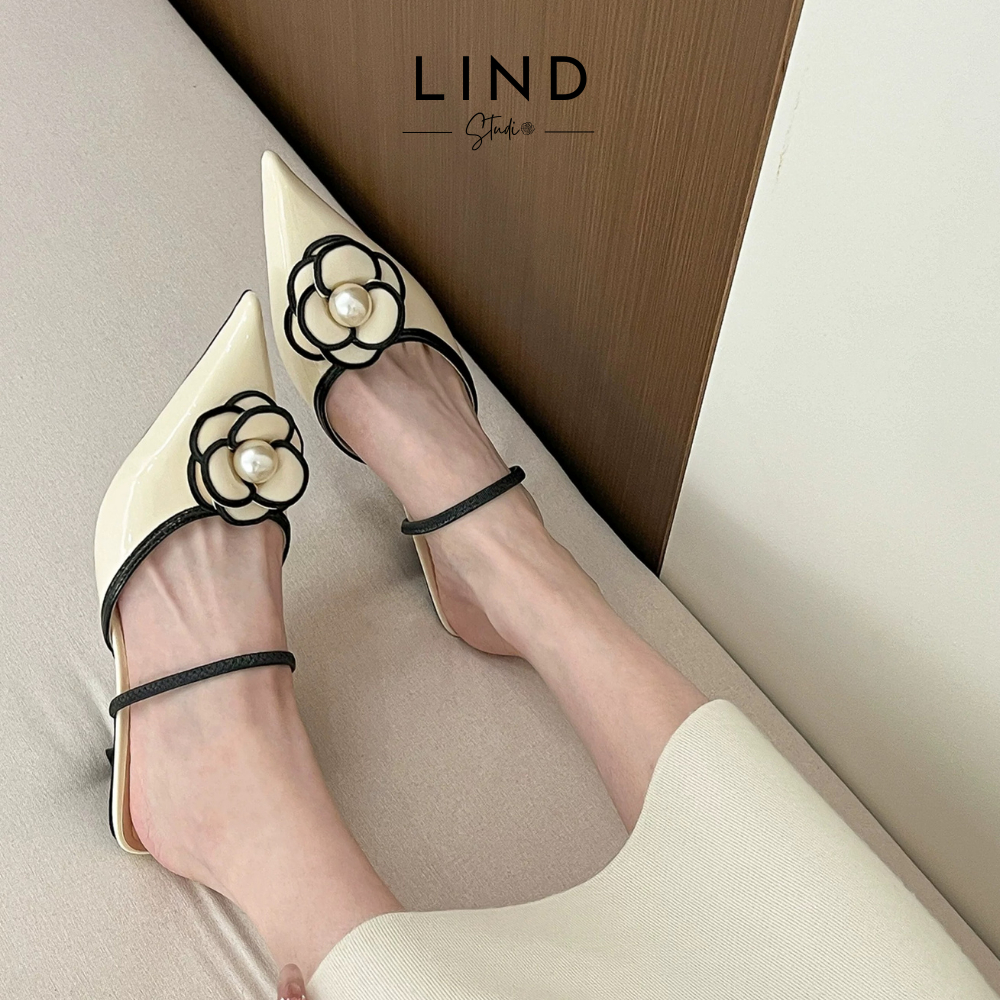 4p Mule Shoes ดอกไม้เลดี้สไตล์เกาหลี - X111 - ภาพถ่ายจริง - LinD Shoes & Sandal