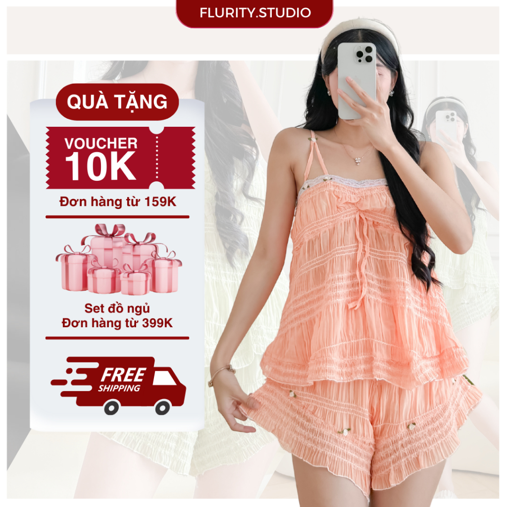 ชุดนอนลูกไม้และโบว์ทรงหลวมสวยมาก & Slay FLURITY - ELPIS BNRELL775