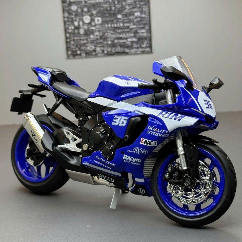 [1:12 Scale] R1M MOTO MODEL TOY METAL CASE ยางยาง, มีไฟ, MUSIC, ของเล่น, ของขวัญ