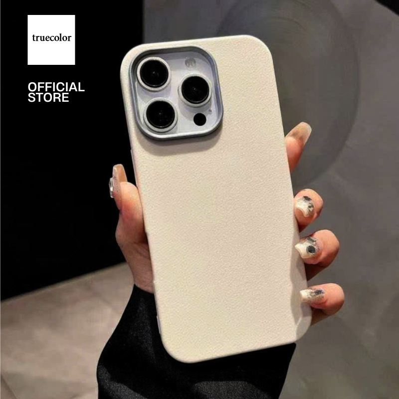 Smooth White Silver Camera Edge Leather Case for iphone x/xs/xsm 11/12/13/14/15/16 pro plus promax-S