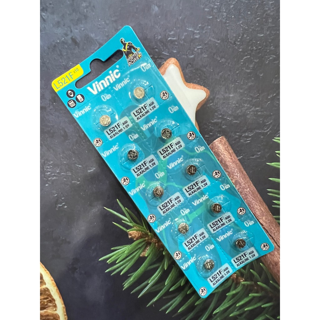 พุพอง 10 Vinnic SR521SW 521 379 AG0 384 L521F AG0 – LR521H – 379A - SR5- SR63 -521 1.55V แบตเตอรี่