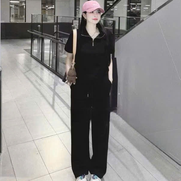 ชุดอยู่บ้านผู้หญิงชุดเซ็ตเสื้อผ้าผู้หญิงสุดหรูชุดคอปกเปิด-ลงกางเกงหลวม5สีของแท้เทรนด์มาแรง หลินhbt ก