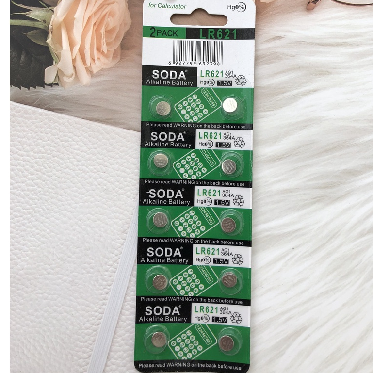 แบตเตอรี่นาฬิกา SR621SW SODA - SR621 - 621 - 364 - AG1 - LR621 แพ็ค 10 ก้อน