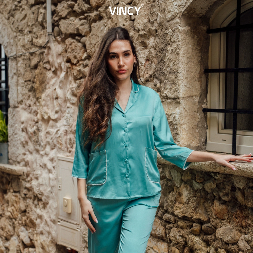 BSD030S51-ชุดซาตินยาวคุณภาพสูงพร้อมการออกแบบคอเทียมลูกไม้พร้อมความงามและสร้างความรู้สึกที่ผ่อนคลาย K