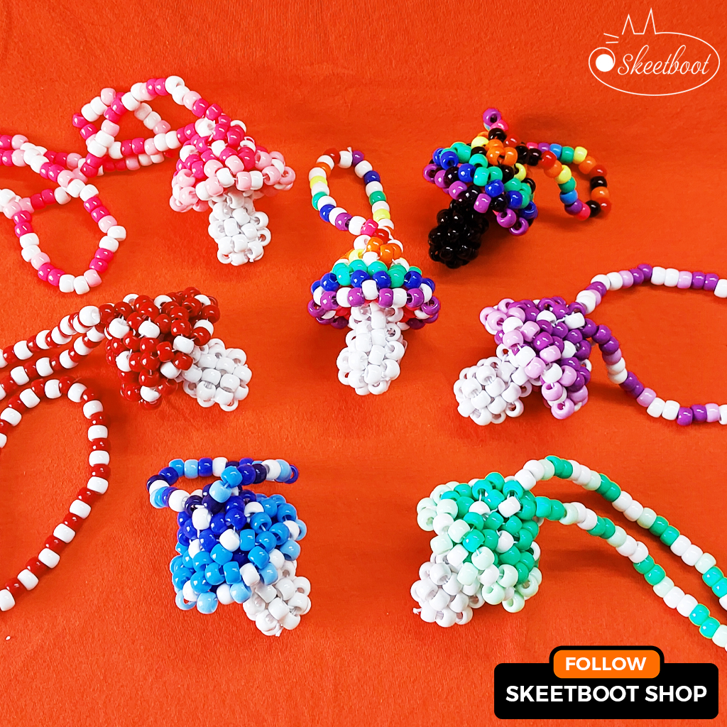 สร้อยคอเห็ด Kandi พร้อม LED LIGHT - สร้อยคอเห็ด Kandi หลากสี - เครื่องประดับเทศกาล rave edm