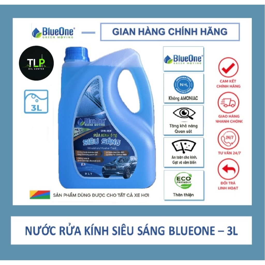 OOTO SUPER BRIGHT GLASS WASHER BLUEONE WINDSHEILD WASHER FLUID 3L