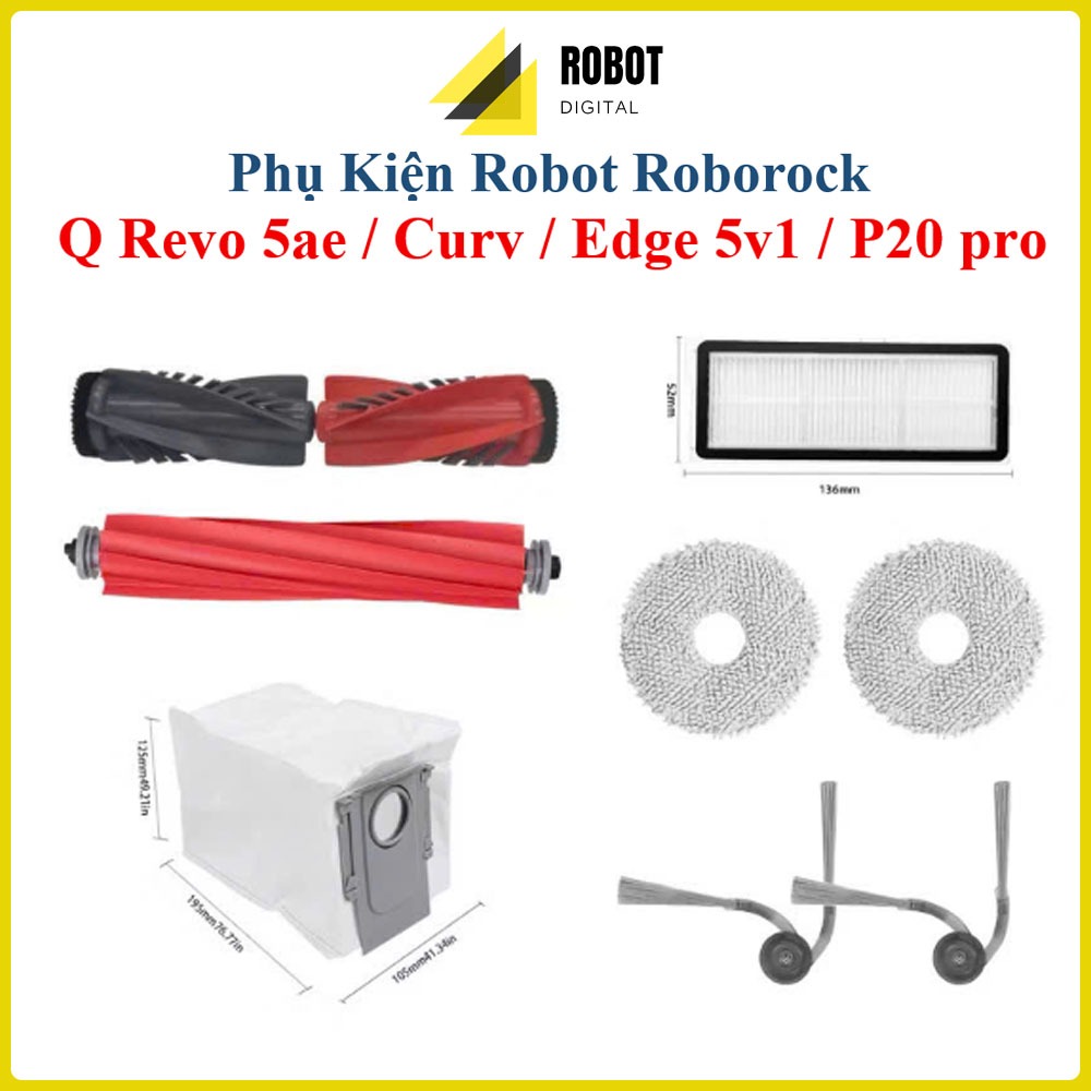 อุปกรณ์เสริมเครื่องดูดฝุ่นหุ่นยนต์ Roborock Q Revo 5AE, Edge 5V1, Curv, P20 pro, QR 789 แปรงหลัก, ตั