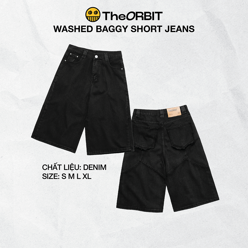 The ORBIT กางเกงยีนส์ขาสั้นของแท้ - DISTRESSED WASHED BAGGY SHORT JEANS