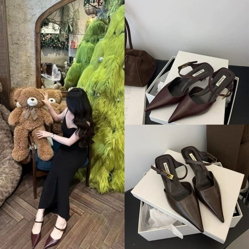 รองเท้าผู้หญิงคุณภาพสูง Pointed Toe 3p Sole ของแท้วัสดุที่สวยงามหรูหรา QC 2025