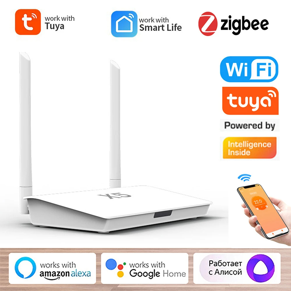 Tuya Zigbee X5 Gateway ตัวควบคุมส่วนกลาง, Zemismart Homekit M6 - Bleutooth, Mesh, รีโมทคอนโทรล