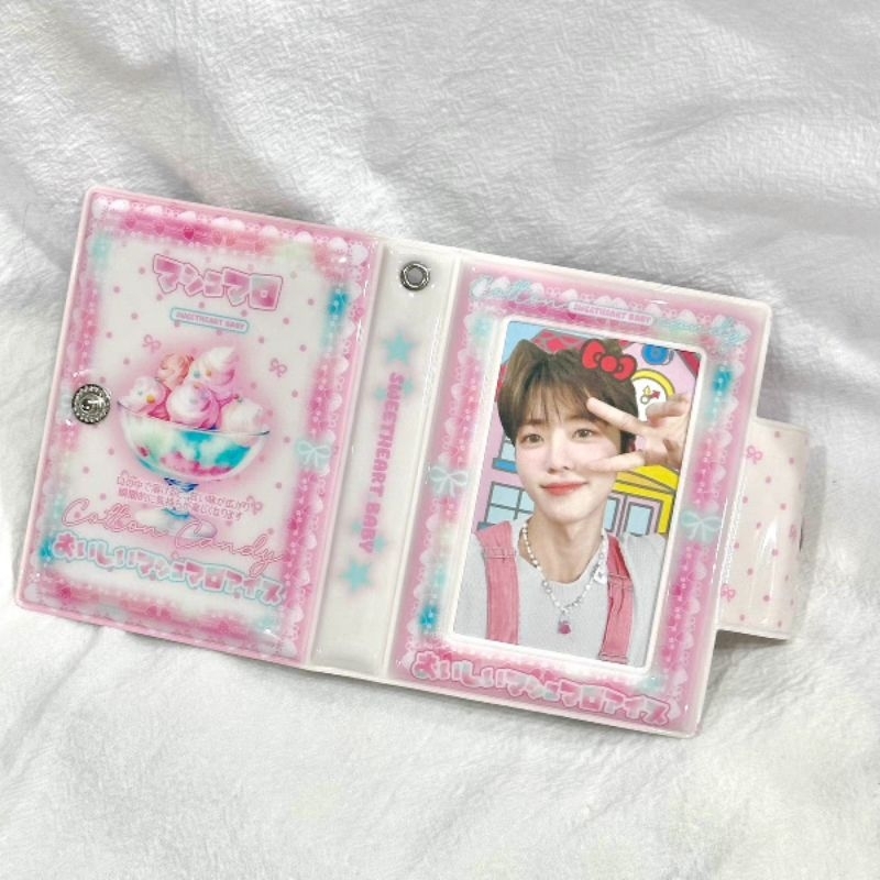 เก็บหนังสือ พีวีซีครีมสีชมพูสตรอเบอร์รี่สายไหมหูแมวอัลบั้มกระต่ายหนังสือภาพการ์ดมุมการ์ดไอดอลไอดอลมไอดอล