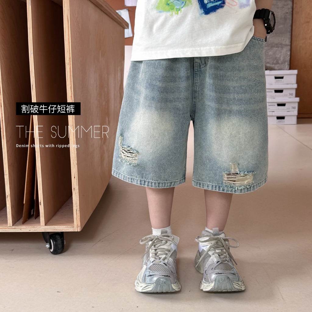 QCCC ของแท้ Ripped JEAN SHORTS AMBB KIDS D66