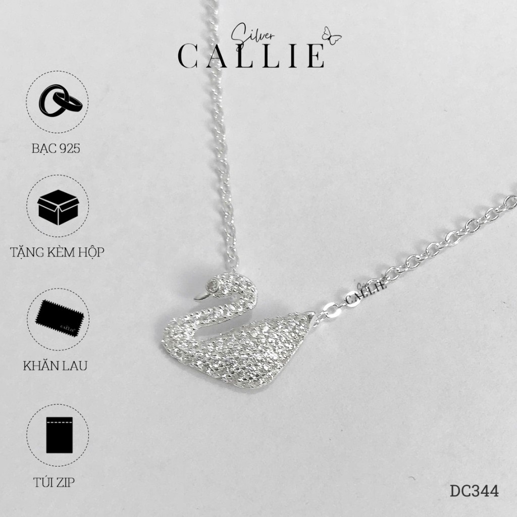 DC344 - สร้อยคอหงส์ Callie Silver พร้อมหิน