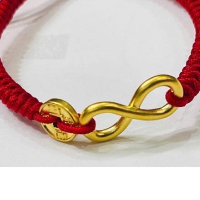 Infinity Gold Charm ขนาด 8-10 มม. 24 กะรัต9999 Gold - ฮวงจุ้ยแรง kj ️