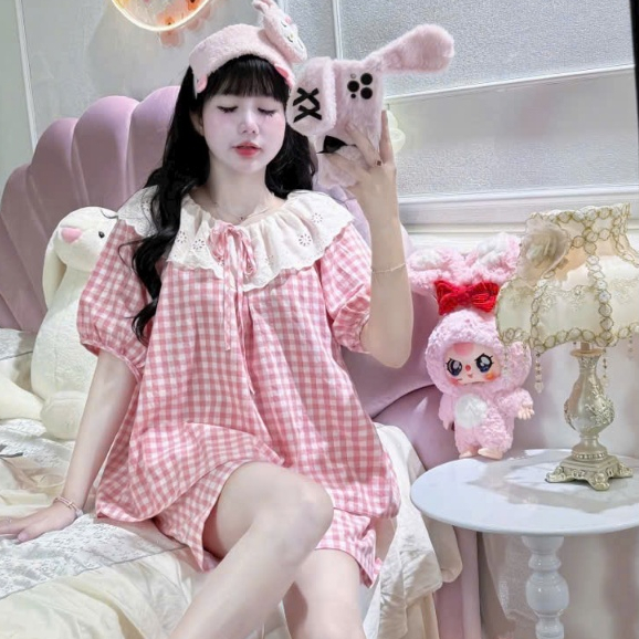 ชุดเสื้อผ้าผู้หญิงสุดหรูชุดเสื้อผ้าผู้หญิงชุดนอนคอปกลูกไม้น่ารักน่ารักเทรนด์มาแรง ลินhbt ง36