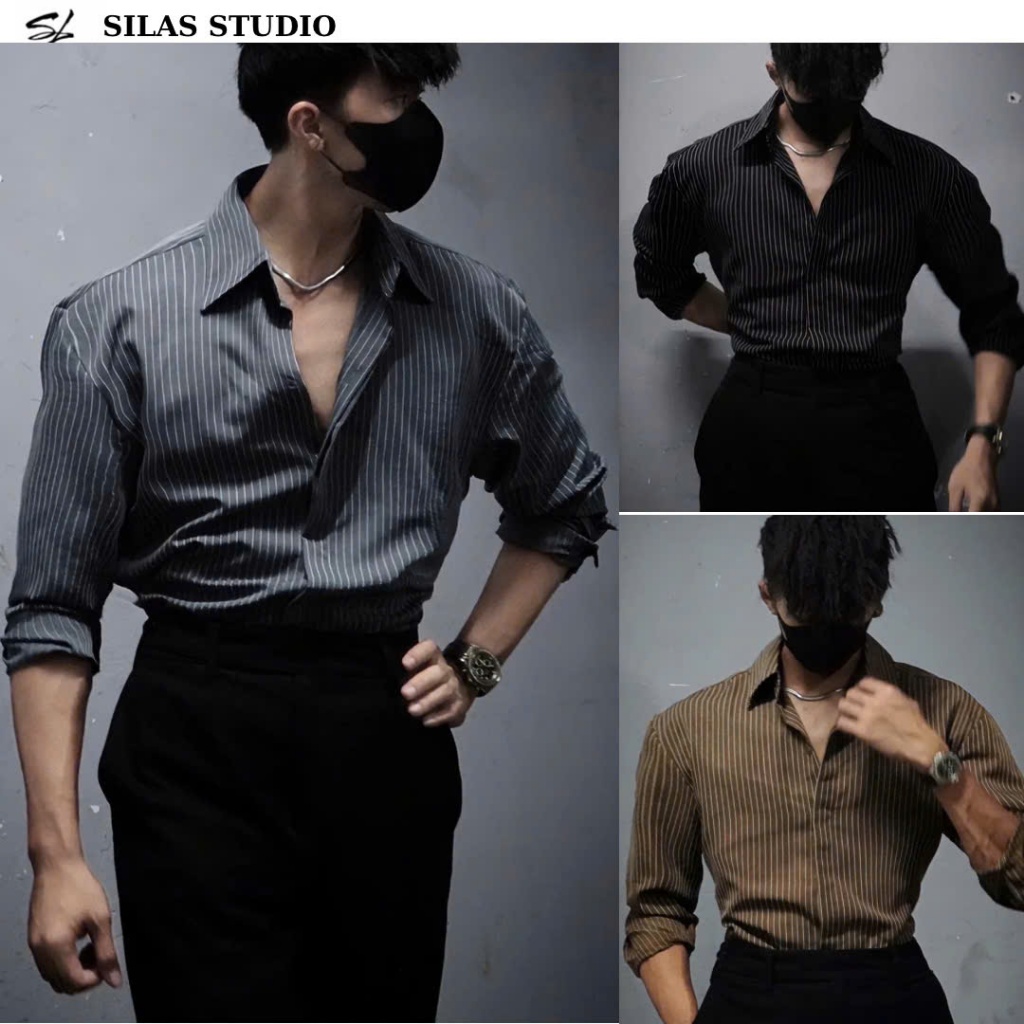 (ทรงไหล่) OTS SILAS เสื้อเชิ้ตคอปกเปิดลงลายผ้าฝ้ายผู้ชายพร้อมทรงหลวมสุดเท่