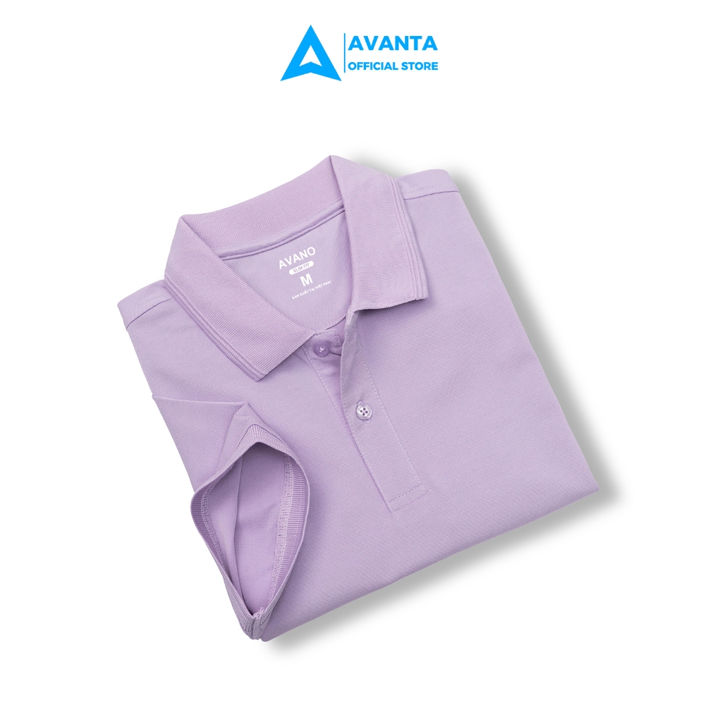 เสื้อยืดผู้หญิงคอปกสีม่วงและขอบ AVANA Pique Cotton ตานก เท่ ไม่ระบาย อ่อนเยาว์ APL01