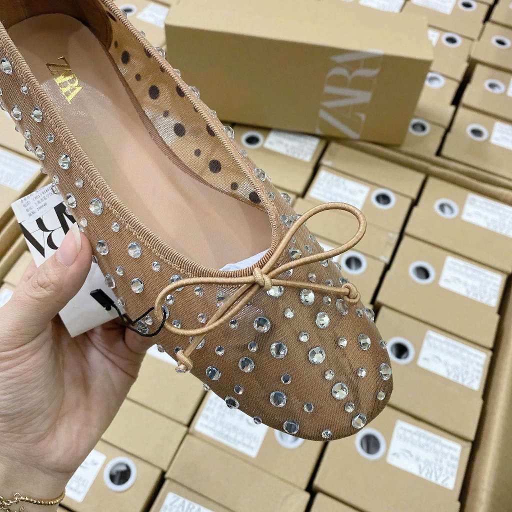 รองเท้าโบว์ Rhinestone ZRAA สุดน่ารัก IU (FULLBOX)(STANDARD SIZE) 9233