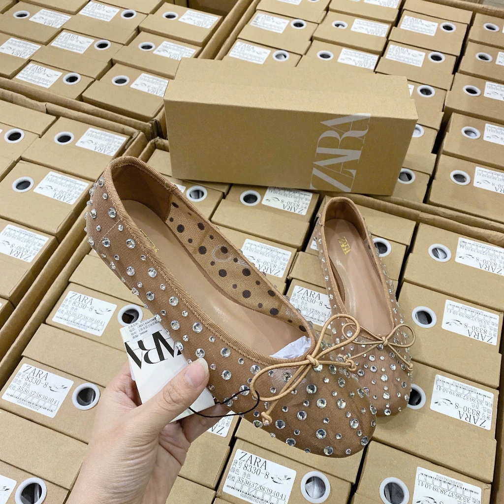 รองเท้าโบว์ Rhinestone ZRAA สุดน่ารัก IU (FULLBOX)(STANDARD SIZE) 9233