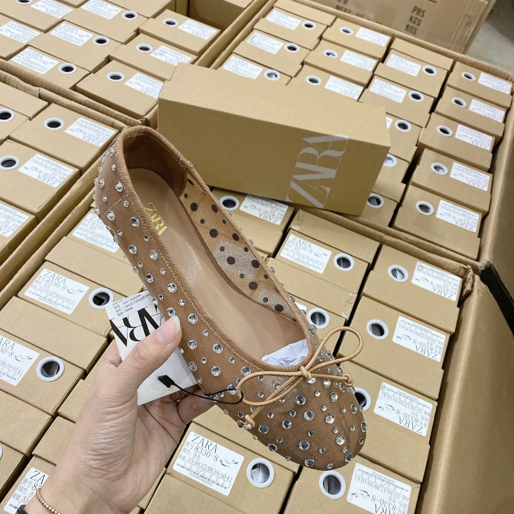 รองเท้าโบว์ Rhinestone ZRAA สุดน่ารัก IU (FULLBOX)(STANDARD SIZE) 9233