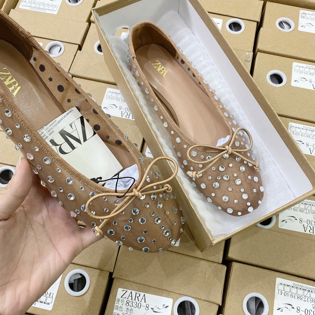 รองเท้าโบว์ Rhinestone ZRAA สุดน่ารัก IU (FULLBOX)(STANDARD SIZE) 9233