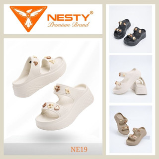 [NE19] [Tặng Charm] Dép Hai Quai Đế Cao 6cm Đúc Nguyên Khối Thương Hiệu NESTY