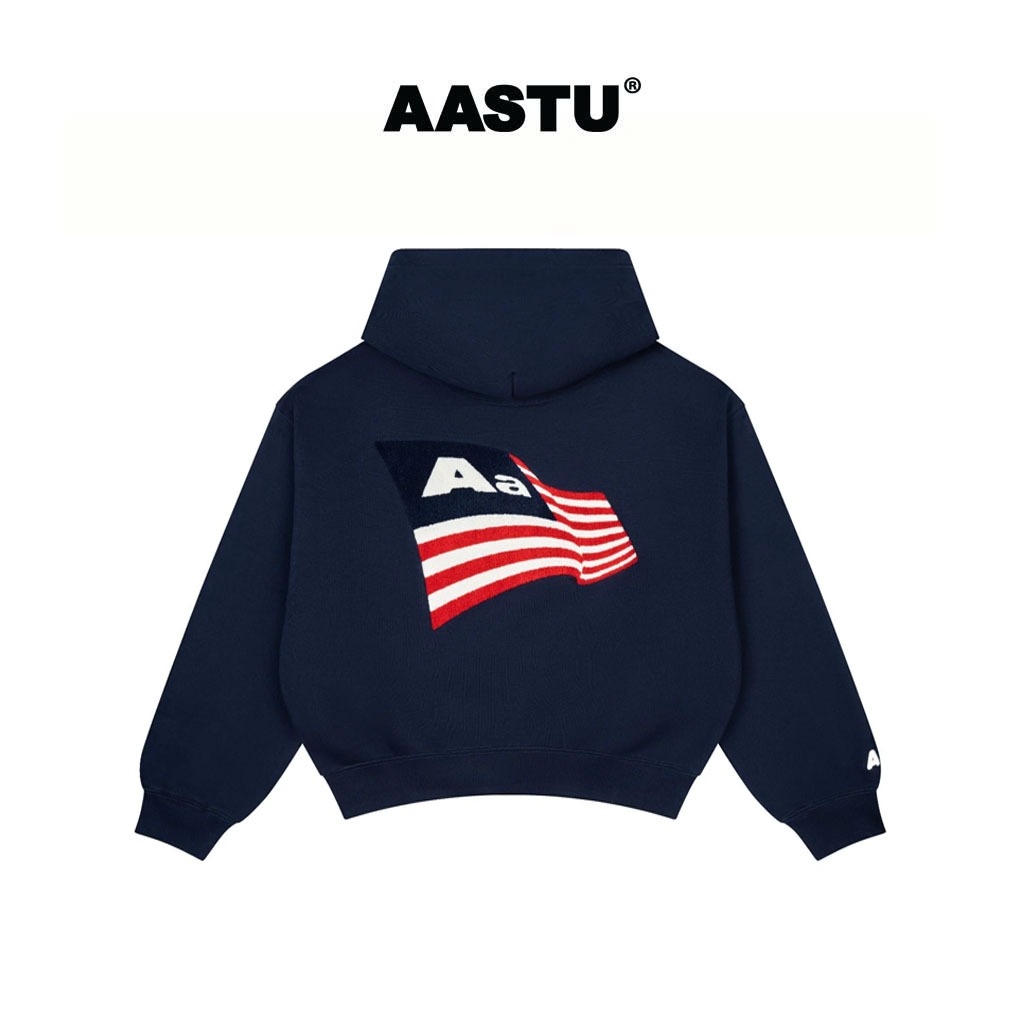 Aa stu - aastu Flag hoodie Oversize Local Brand Unisex ผ้าคอตตอน 100% / สีกรมท่า