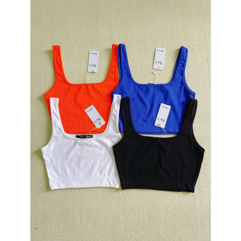เสื้อยืด CROPTOP SQUARE NECK WITH REAL PHOTOS (รวมกางเกง)