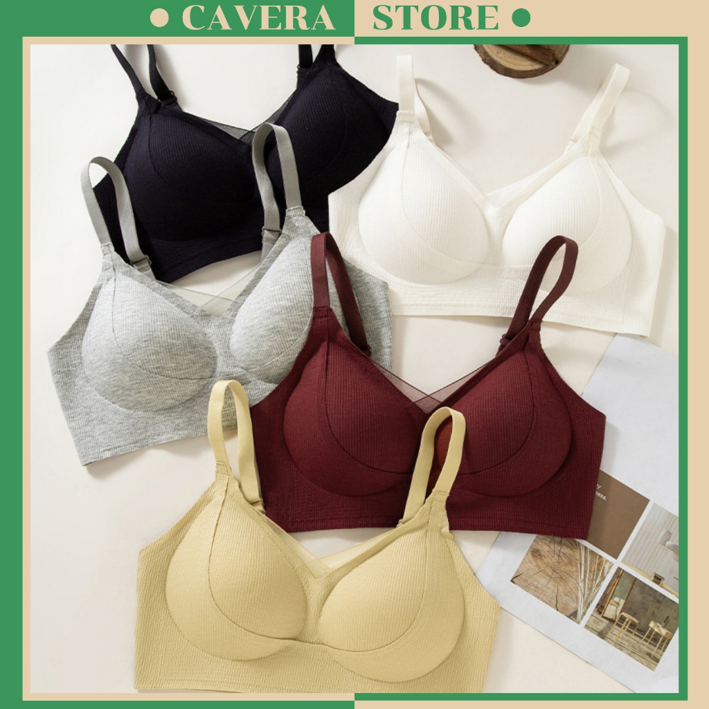 ผู้หญิง Water Drop Ribbed Bra ที่ถอดออกได้โฟมขนาดกลาง Soft V1 Lift Bra CAVERA A.6522