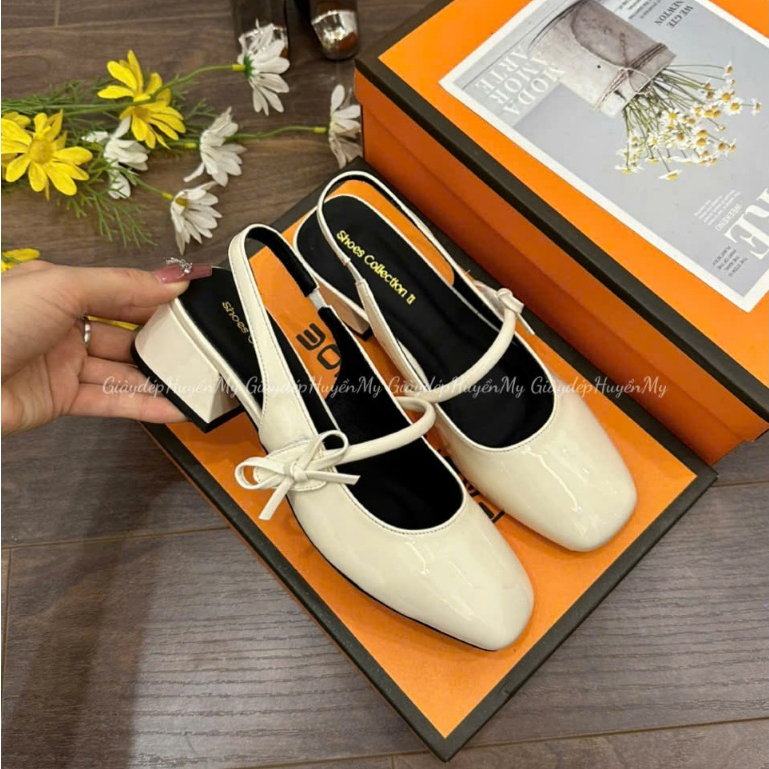 รองเท้าส้นสูงรัดส้นส้นเหลี่ยม 3p ครบกล่อง (AH44)