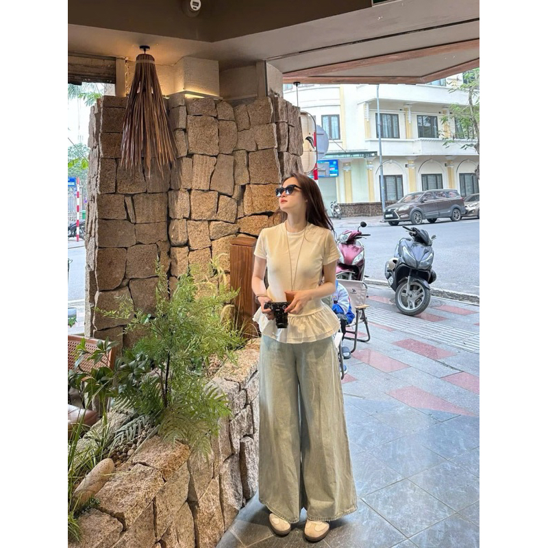 8183 กางเกงยีนส์ขากว้างกวางโจว ยี่ห้อ Cici Studio