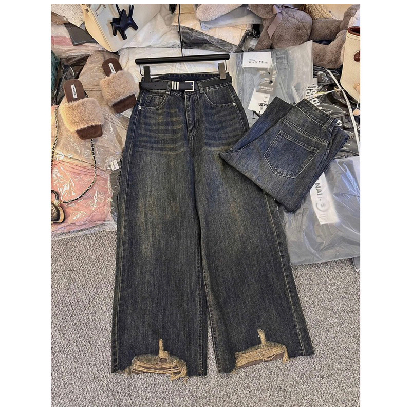 Ripped DWARF STRAIGHT JEANS 93cm (818)
