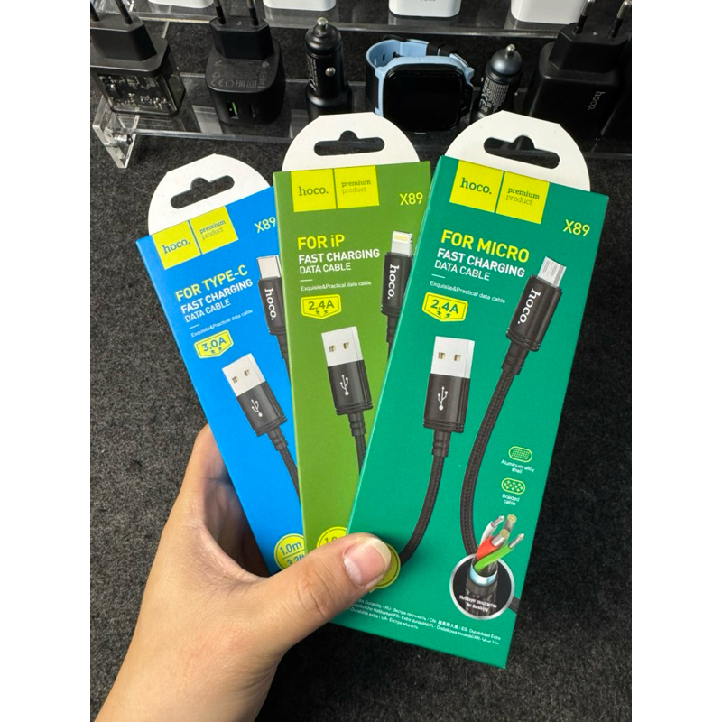 ของแท้ Hoco X89 1 ม. สายชาร์จเร็วหุ้มร่มที่ทนทานเป็นพิเศษ