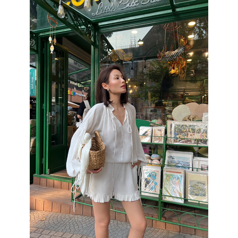 SAP-Set เสื้อคอเต่าและกางเกงลินินไม้ไผ่