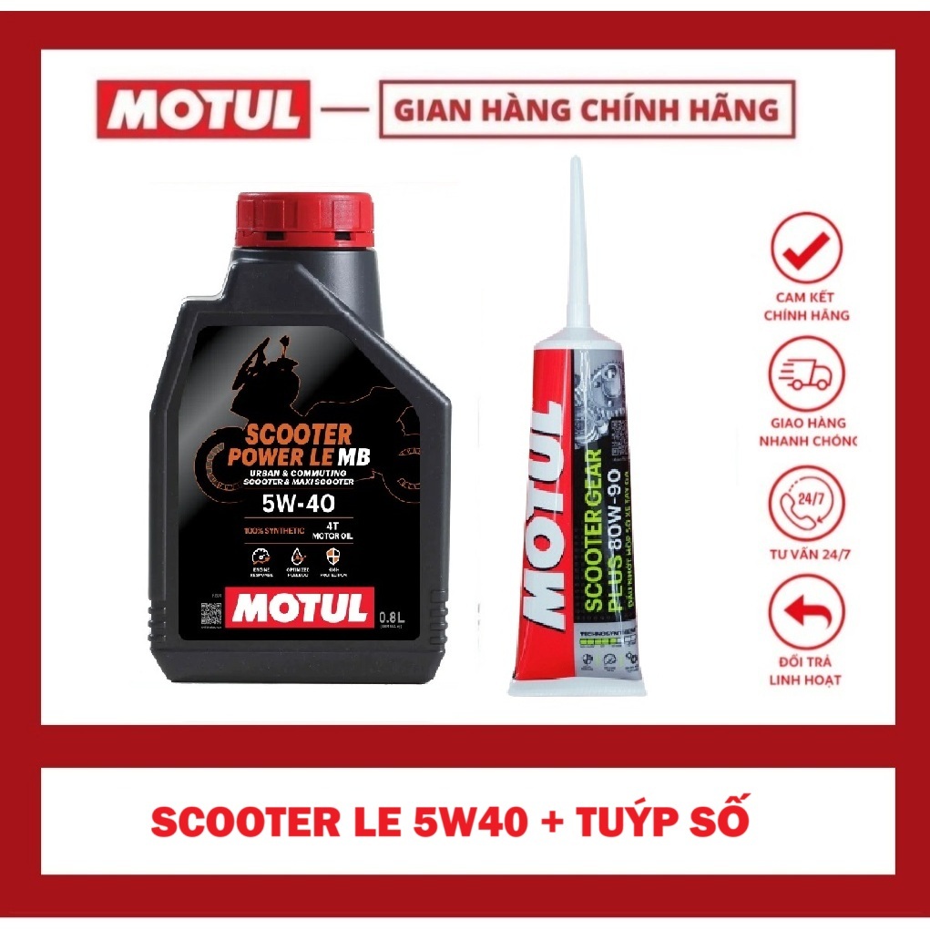 COMBO SCOOTER OIL MOTUL SCOOTER POWER LE 4T 5W40 + MOTUL SCOOTER GEAR 80W90 120ML