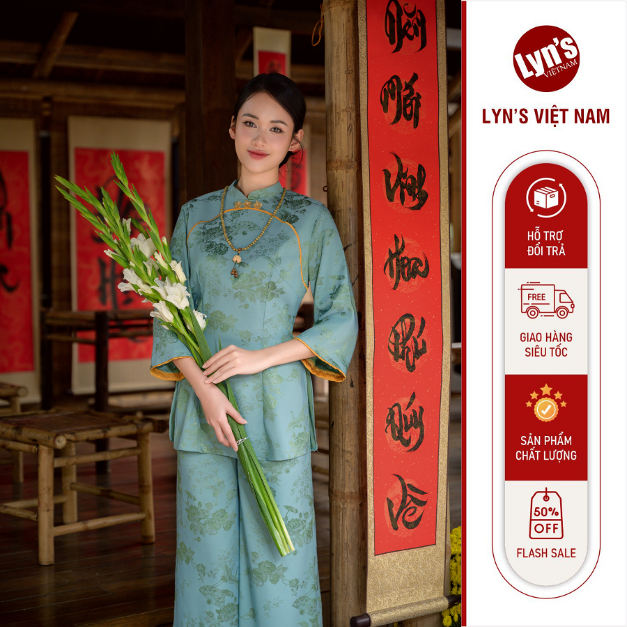 Bich hoa ชุดผ้าไหม dharma เดรสแขนสั้นคอปกปักดอกไม้ ดีไซน์ล้ําสมัย เกรซฟูล เหมาะสําหรับงานวัด_PLP2500