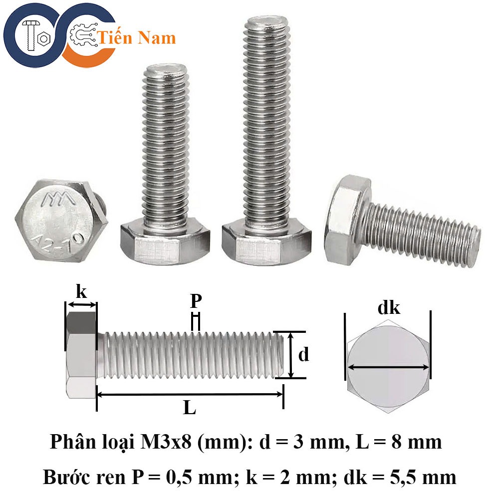 DIN 933 สแตนเลส 304 M8 M10 สลักเกลียวหกเหลี่ยมภายนอก