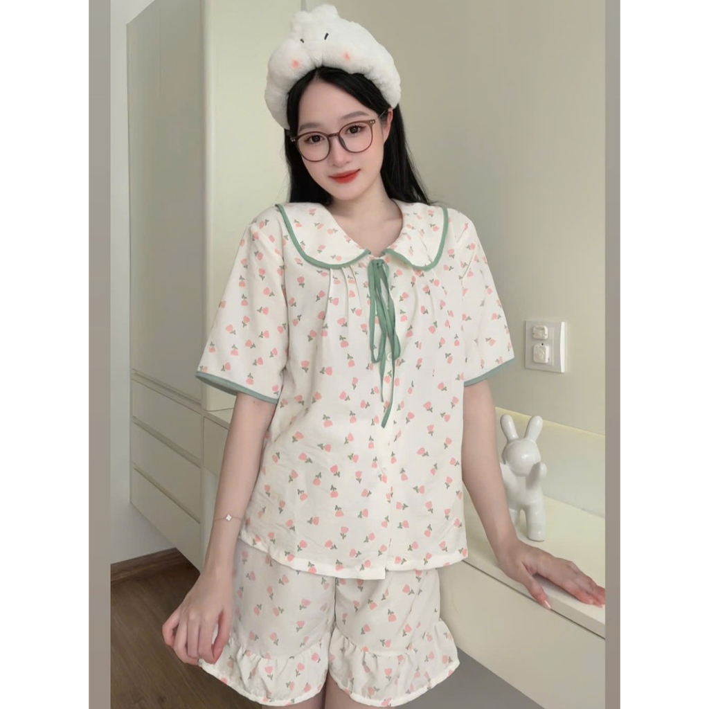 ชุดชุดนอนเด็กลายดอกไม้ NT4 ผ้าสั้น ใส่ในบ้านหรือออก - ชุดนอน นานา