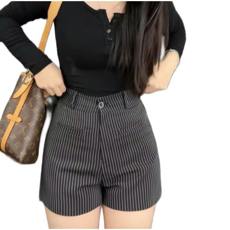 Kate Fom Body MA111 ขาสั้นลายทางเอวสูง 2 ชั้น