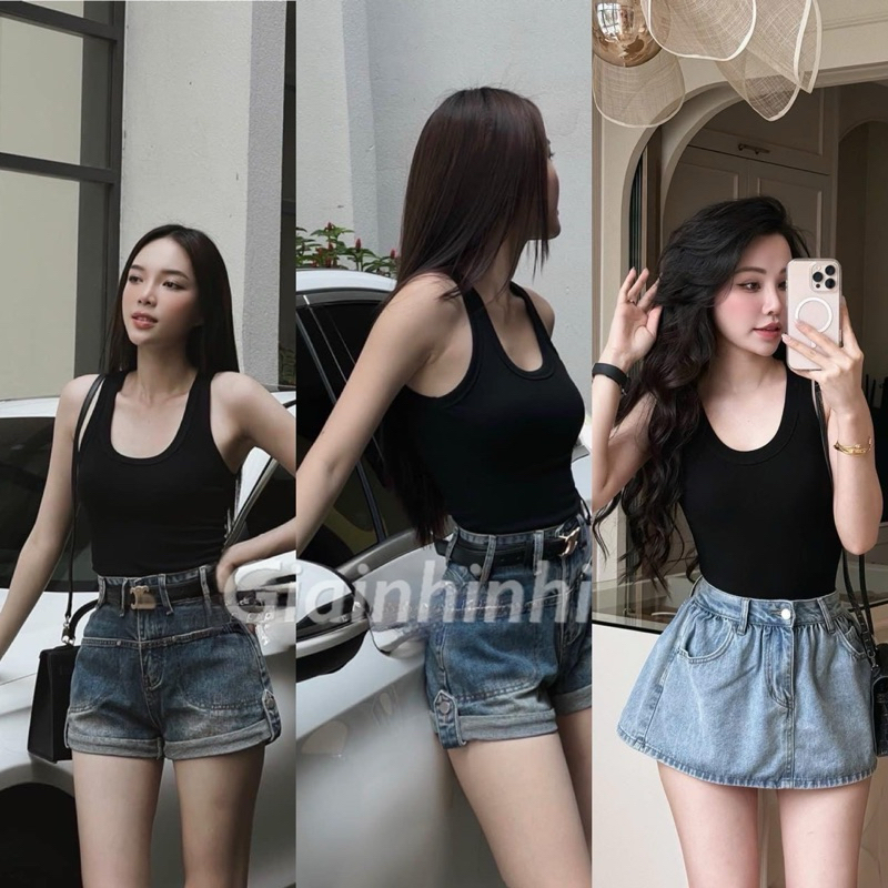 เสื้อกล้ามเข้ารูปเปิดหลัง เสื้อยืดสไตล์เท่ๆ AT0821-H4TH - NhiNhi Shop