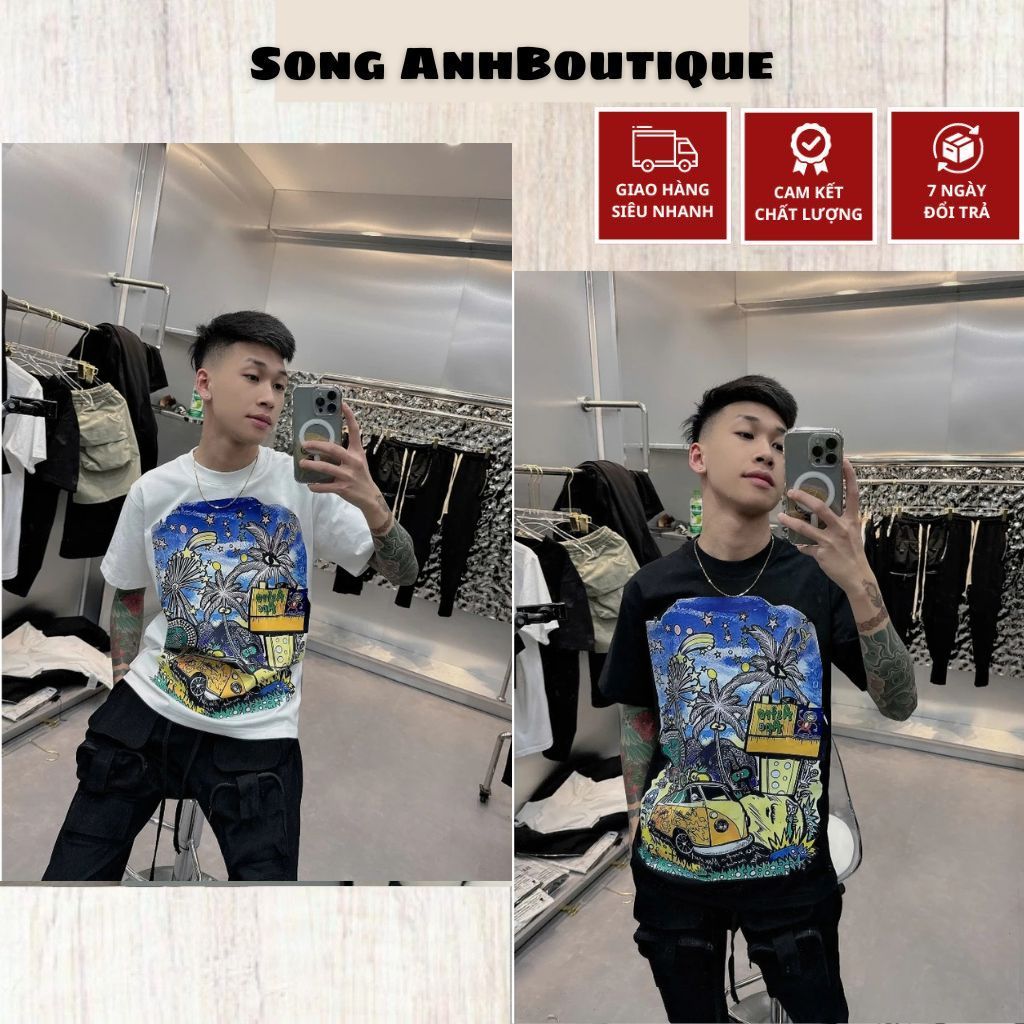 เสื้อยืดชาย DSQ พิมพ์ต้นมะพร้าวในสีสวยมาก - เสื้อยืดผู้ชาย DSQ ทําจากผ้าฝ้ายคุณภาพสูง tt