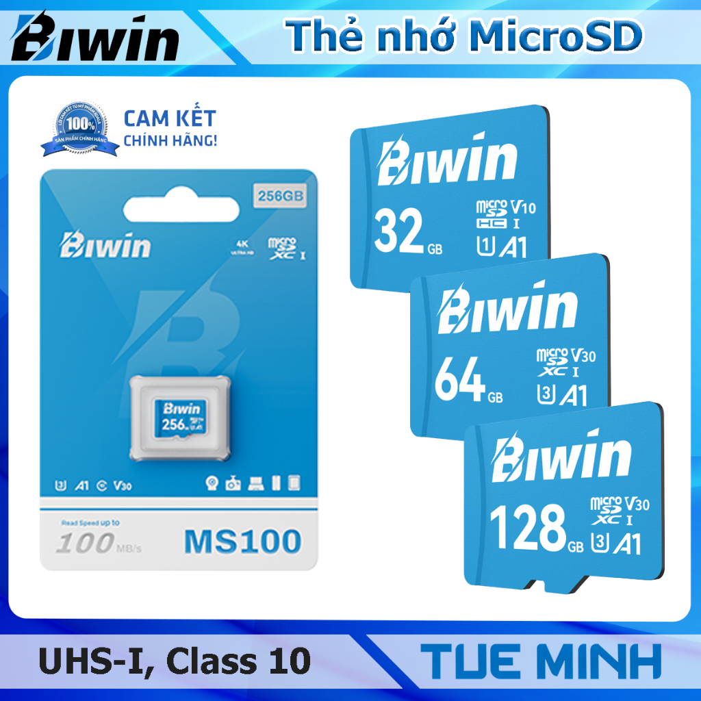 BIWIN MS100, U3, V30 100MB/s การ์ดหน่วยความจํา MicroSD