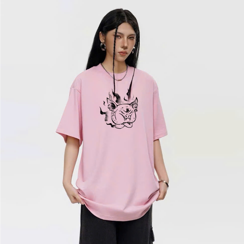 เสื้อยืด 12 Zodiac Animals - หมูอีกา ATT27023508 - ผ้าฝ้าย 100% หลากสี