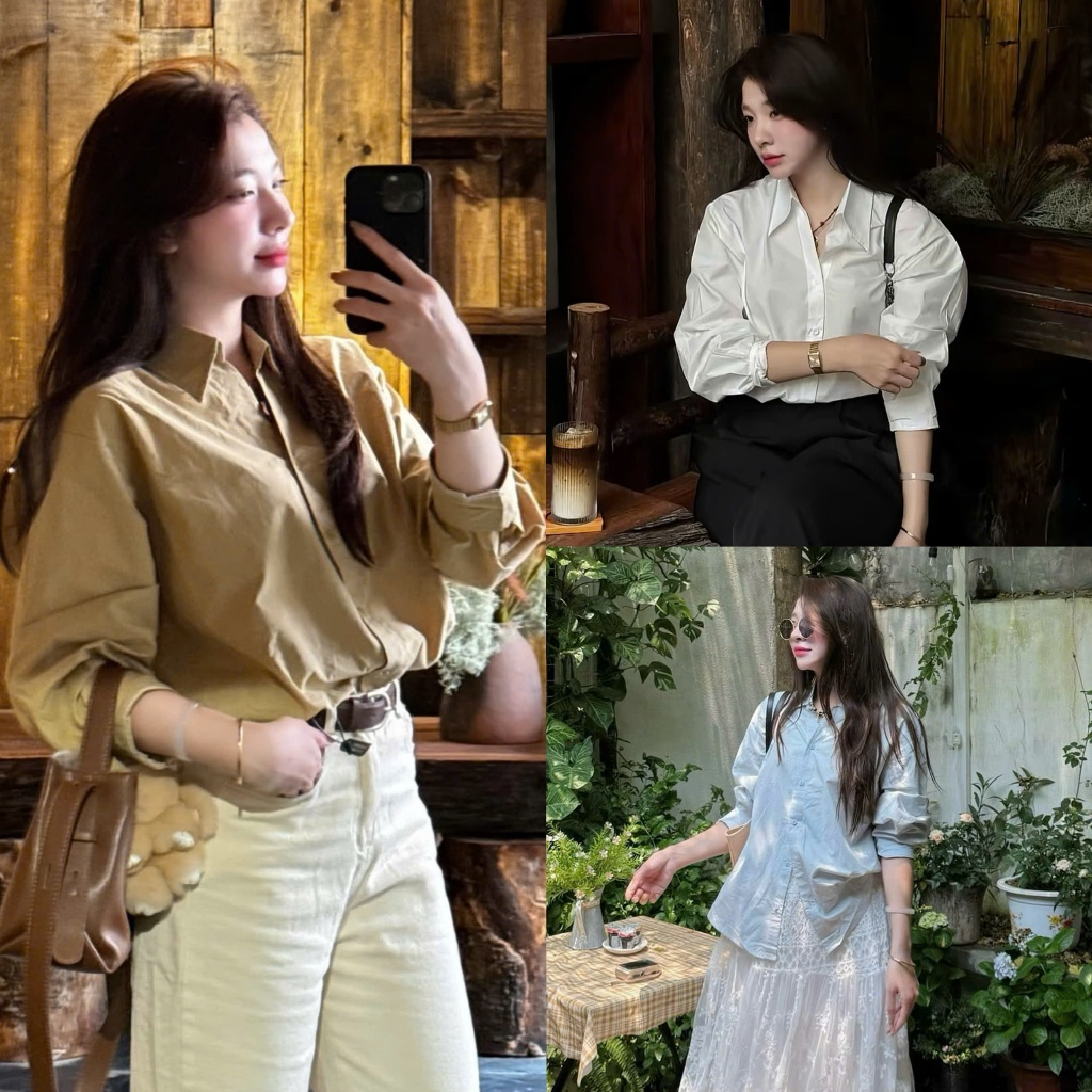 (EASY TO WRINKLES QUALITY) เสื้อคอวีธรรมดาผู้หญิง WIDE FORM OVERSIZED, QC STANDARD A514
