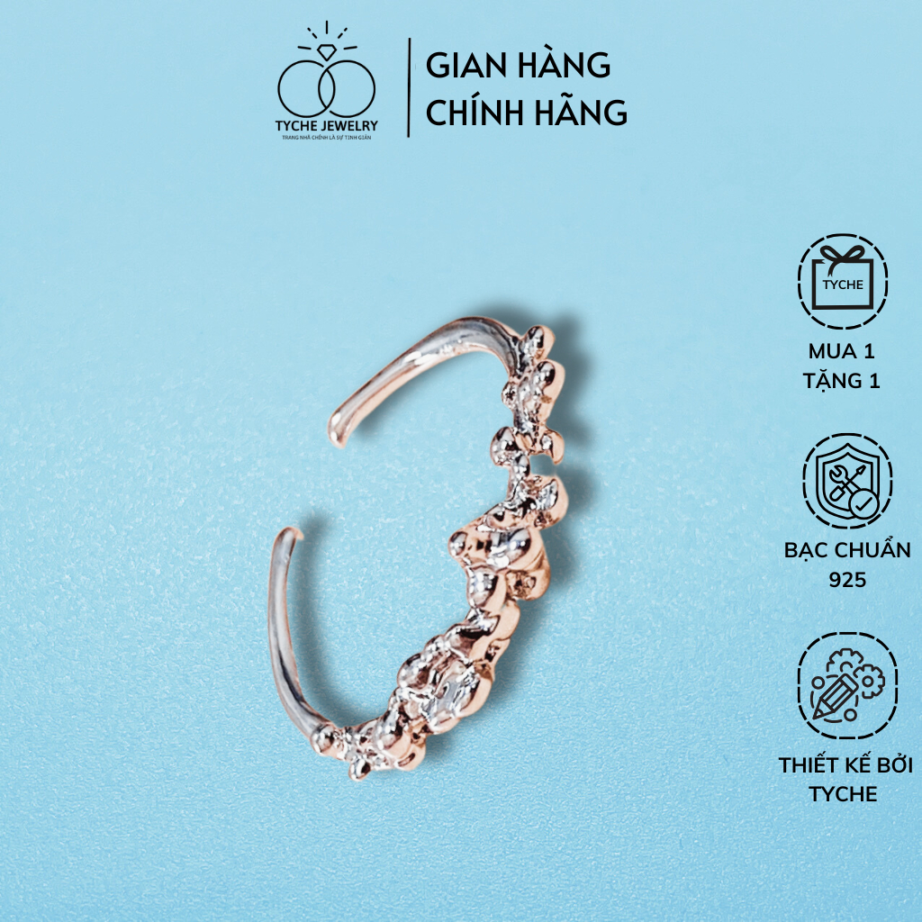 Tyche Flower แหวนชุบเงินดีไซน์เรียบง่ายแฮนด์เมดสไตล์เกาหลีสําหรับทั้งชายและหญิง TYCHE JEWELRY