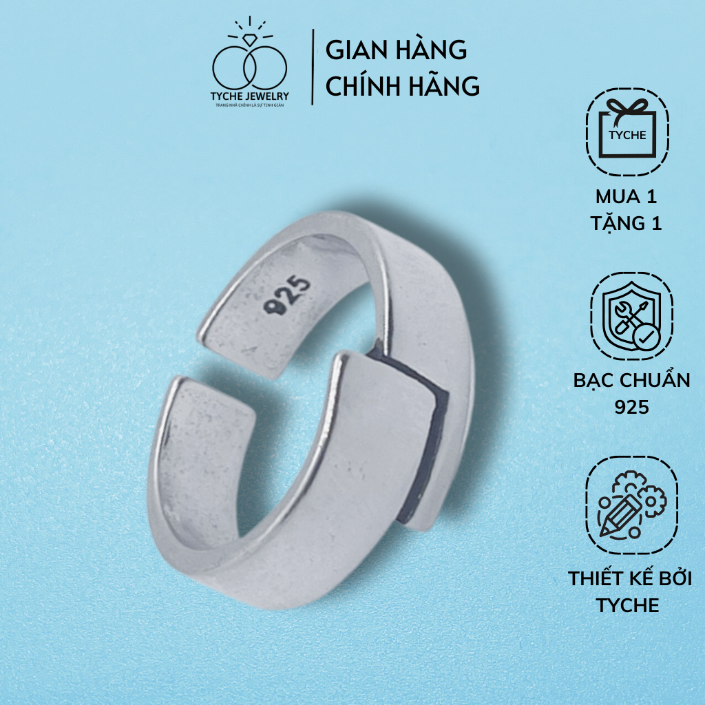 แหวนเงิน Tyche Lock ดีไซน์เรียบง่าย สไตล์ Ritro แฮนด์เมด ทั้งชายและหญิง TYCHE JEWELRY