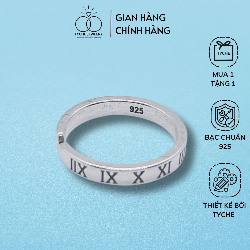 แหวนเงิน Tyche Roman Number ดีไซน์เรียบง่าย งานแฮนด์เมดเกาหลีทั้งชายและหญิง TYCHE JEWELRY