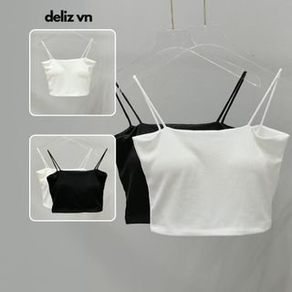 Áo quây dáng ống bra hai dây có mút ngực chất thun tăm mềm mát mùa hè trơn basic form ôm deliz