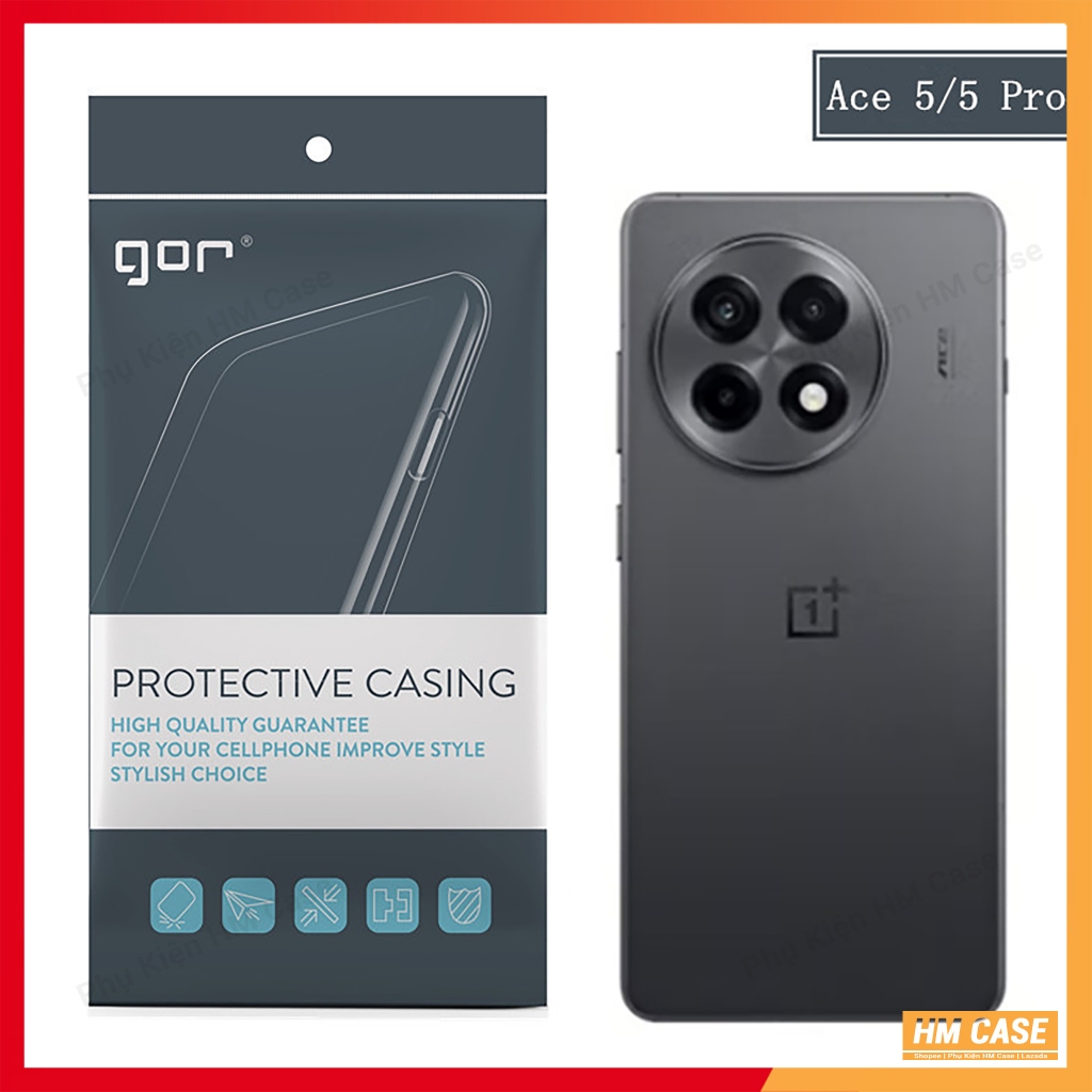 Gor Oneplus Ace 5 / Ace 5 Pro / 13R / Oneplus 13 เคสยืดหยุ่น, โปร่งใสพร้อมขอบป้องกันกล้อง